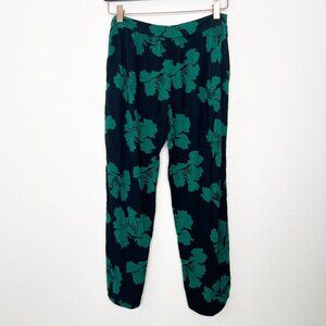 Ava Sky Hawaii Womens XS Black Green Floral Cropped Pants Fighting Eel